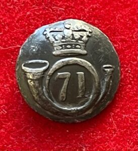 71st Highland Light Infantry 16 mm pewter button, pre 1855.