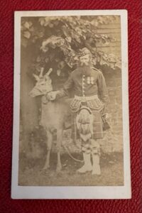 A Highlander of the 78th Ross-shire Buffs with the regiment's deer mascot