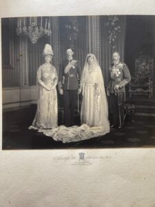 H.R.H. The Princess Mary & The Viscount Lascelles, D.S.O. Royal Wedding portrait of 1922 with the King and Queen H.R.H. The Princess Mary & The Viscount Lascelles, D.S.O. Royal Wedding portrait of 1922 with the King and Queen