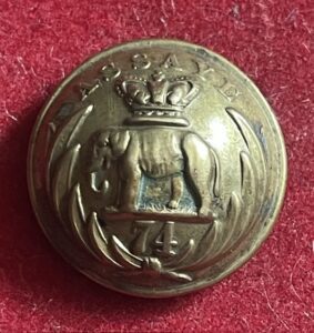 74th Highlanders. brass 25mm other ranks button. 74th Highlanders. brass 25mm other ranks button.