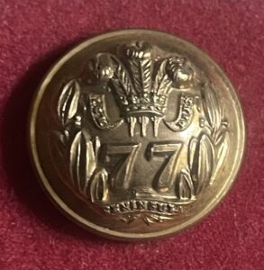 77th (East Middlesex) Regt, of Foot. brass button, 25mm 77th (East Middlesex) Regt, of Foot. brass button, 25mm