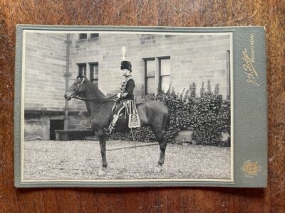 7th Queen's Own Hussars. A mounted officer photographed near Dundee, late 19th century.