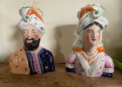 Abdul Karim & Queen Victoria. A pair of unusual Staffordshire figures