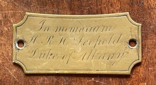 H. R. H. Prince Leopold, Duke of Albany, brass memorial plaque