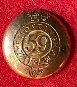59th Nottingham. Officer's pre 1855 coatee button, gilt 18mm.