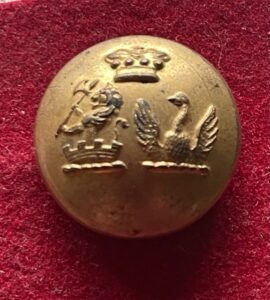 Unidentifed baron's livery button with two crests, 25mm