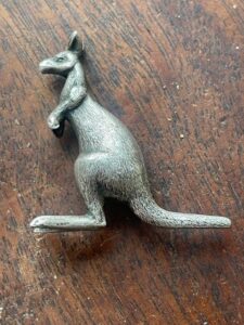 Australian Kangaroo. Small silver toy animal