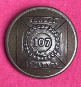 107th Foot, Bengal Infantry, brass 25mm