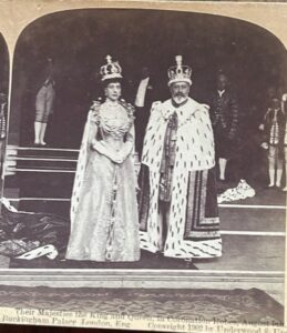 King Edward VII & Queen Alexandra. A stereo card of the 1902 Coronation