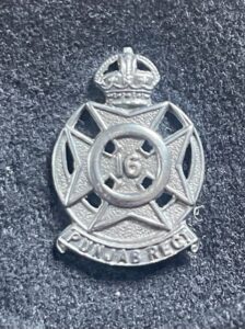 16th Punjab Regiment. An officer's field cap with hall marked silver badge