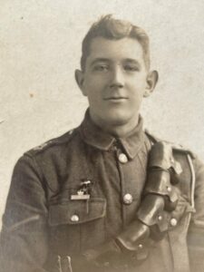 Imperial Service badge worn in a portrait of a lance corporal photographed in Gloucester