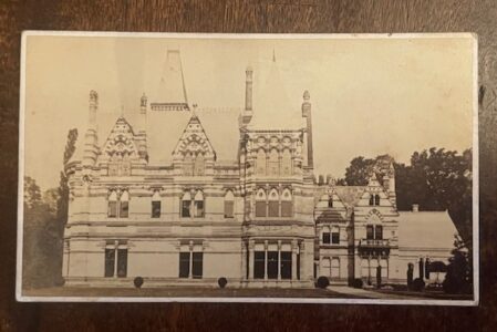 Ettington Park, Warwickshire, a late Victorian cdv side view of the HIgh Victorian house, now a luxury hotel