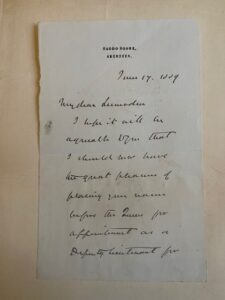 Lieutenancy of the County of Aberdeenshire. Appointment 1889 of Sir Peter Lumsden