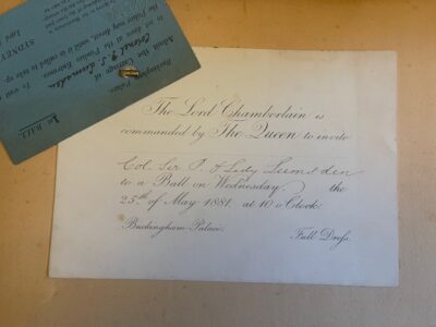 LUMSDEN. Sir Peter. Invitation to a Ball at Buckingham Palace by Queen Victoria, 1881