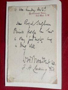 H.R.H. Prince George {later King George V] A Royal illness bulletin of 1891