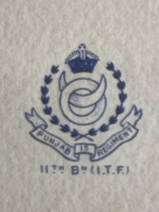 15th Punjab Regiment, a greetings card embossed with the regimental badge. 15th Punjab Regiment, a greetings card embossed with the regimental badge.