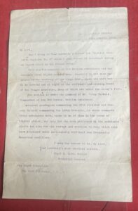 Contemporary typed copy letter to Lord KItchener from Brigadier General H. Yarde Buller, August 1915 Contemporary typed copy letter to Lord KItchener from Brigadier General H. Yarde Buller, August 1915