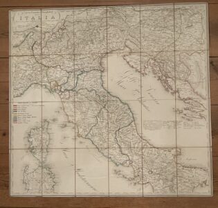 ITALY A handsome folding map of Italy, published in Vienna 1821 with Italian text.