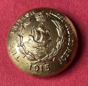 The British West Indies Regiment 1915. Officer's gilt 26mm