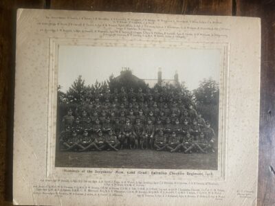 Cheshire Regiment. Sergeants' Mess, 52nd Bn. in 1918. All named. Cheshire Regiment. Sergeants' Mess, 52nd Bn. in 1918. All named.