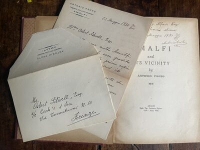 A signed copy of a 1930 book on Amalfi. presented, with a letter, to Osbert Sitwell A signed copy of a 1930 book on Amalfi. presented, with a letter, to Osbert Sitwell